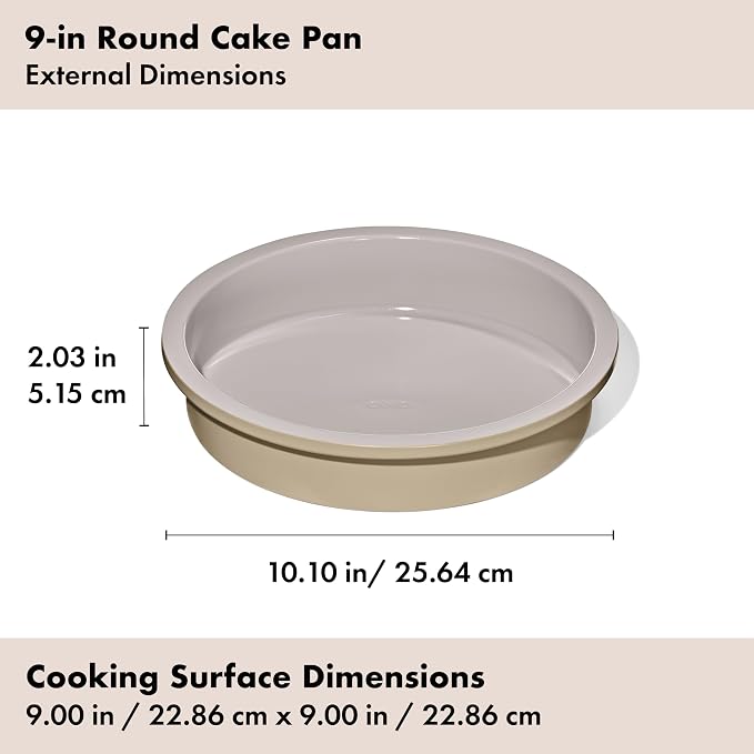 OXO Good Grips Non-Stick Pro Ceramic Coated Metal Bakeware 9” Round Cake Pan – Biscuit - Image 7