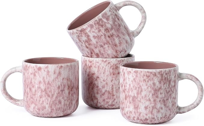MONITO 12 OZ Coffee Mugs Set of 4, Ceramic Coffee Mugs,Modern Coffee Mugs Set with handle for Tea/Latte/Cappuccino/Milk/Cocoa. (Red, 4 Count（Pack of 1）) by MONITO