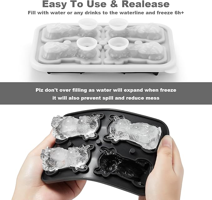 3D Highland Cow Ice Cube Tray Fun Shapes, Novelty Highland Cow Gifts, Holiday Stocking Stuffers for Men Women, Cute Highland Cattle Ice Mold for Whiskey,Cocktail,Bourbon