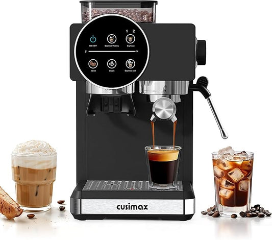 CUSIMAX Espresso Machine with Grinder, 20 Bar Professional Expresso Coffee Machines with Milk Frother Steam Wand, Espresso Maker with 60oz Removable Water Tank, Cappuccino & Latte Machine for Home by CUSIMAX