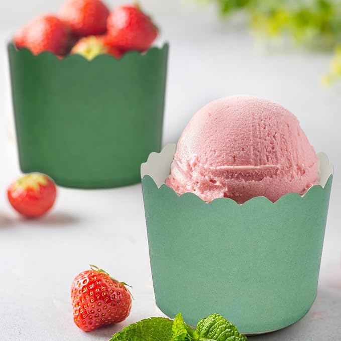 Whaline 120Pcs Sage Green Paper Baking Cups Scalloped Edge Cupcake Wrappers Gradient Green Cupcake Muffin Cases for Wedding Birthday Baby Shower, 3 Colors - Image 4