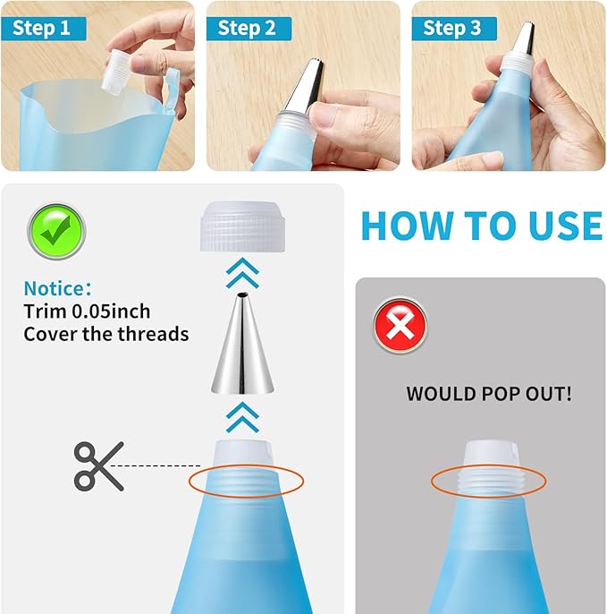 Reusable Decorating Set: Piping Bags, Tips, Couplers & More by Kasmoire