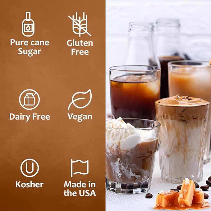Syruvia 4 Pack Salted Caramel Syrup for Coffee – Sweet & Salty Salted Caramel Coffee Syrup, 25.4 fl oz, Kosher, Gluten Free, Perfect for Coffee Syrup Salted Caramel, Drinks, Desserts,