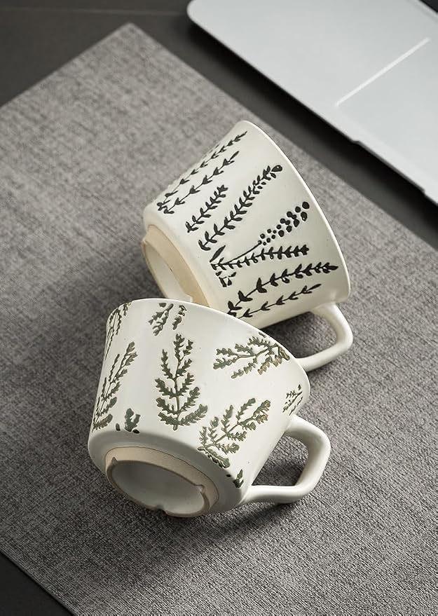 Handmade Ceramic Vintage Coffee Cup, 12oz Porcelain Mug 1 pc, Novelty Coffee Mugs Stoneware, Dishwasher & Microwave Safe, Cup for Coffee, Tea, Hot Chocolate, Housewarming Gifts for Women Men - Image 5