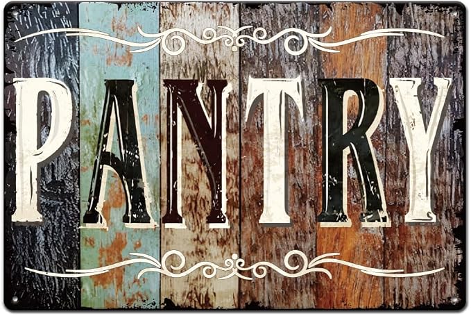 SUPERDANT Pantry Tin Signs Retro Rustic Wood Grain Metal Signs Wall Art Plaque Decor Rectangle Sign for Kitchen Pantry Room Farmhouse Home Bars Restaurants Cafe Pubs Wall Art by SUPERDANT