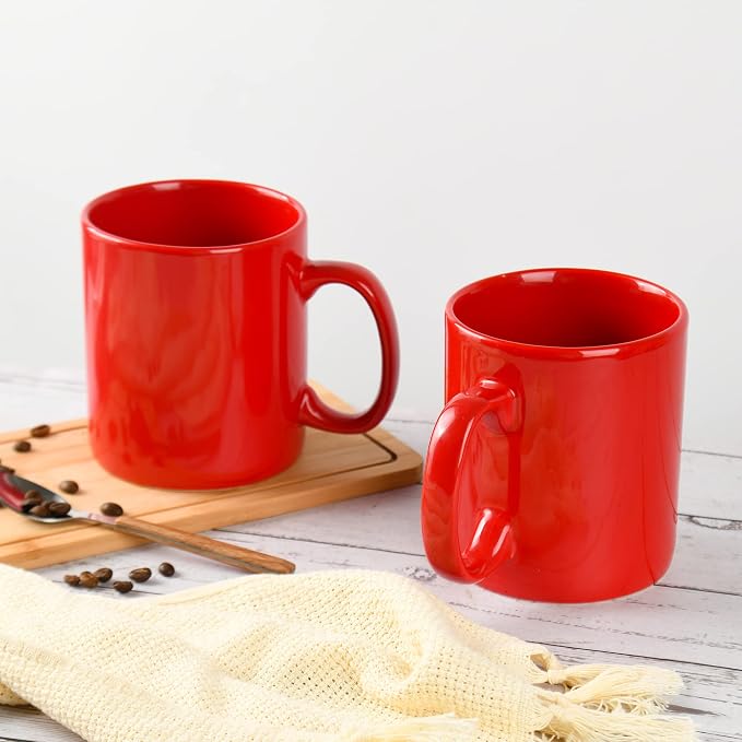 BYCNZB 30oz Super Large Ceramic Coffee Mugs Large Handles Set of 2 (Red) - Image 5