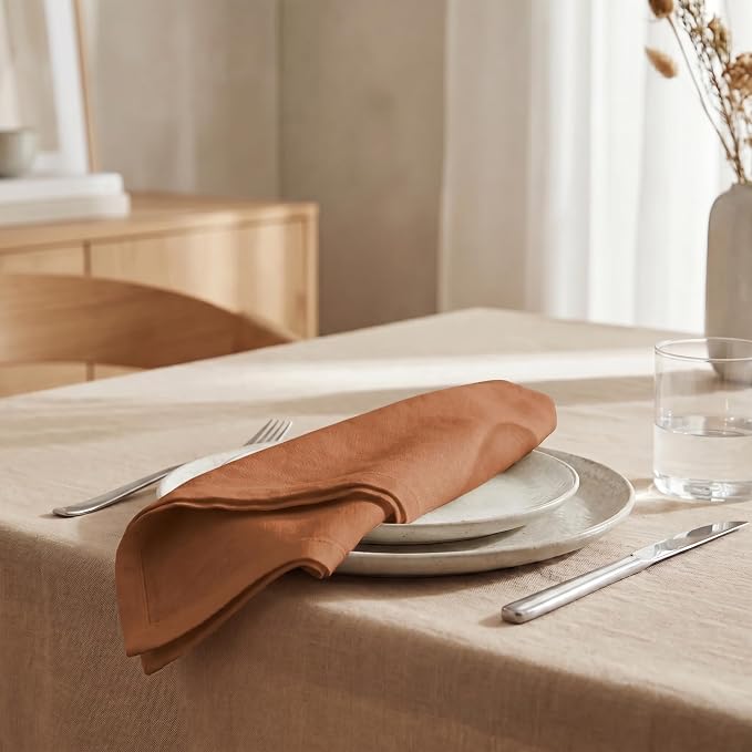 Urban Villa Cloth Napkins Cotton 20x20 (Set of 12) Rust - Image 4