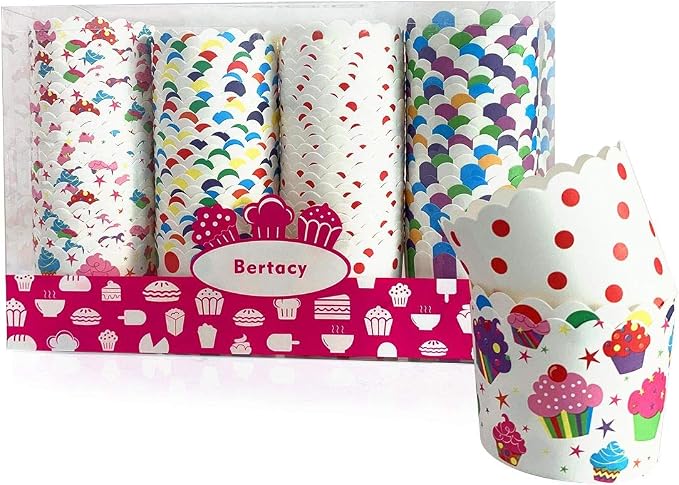 100-Pack Disposable Wrappers Large Paper Cake Baking Cup Cupcake Muffin Cases Birthday Party Decoration by Bertacy