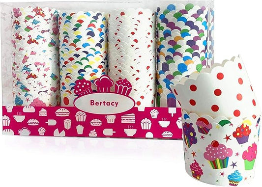 100-Pack Disposable Wrappers Large Paper Cake Baking Cup Cupcake Muffin Cases Birthday Party Decoration by Bertacy