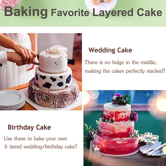 E-far Cake Pan Set of 3 (6 inch/8 inch/9½ inch), Stainless Steel Round Layer Cake Baking Pans, Perfect for Birthday Wedding Tier Cake, Non-Toxic & Healthy, Mirror Finish & Dishwasher Safe - Image 5