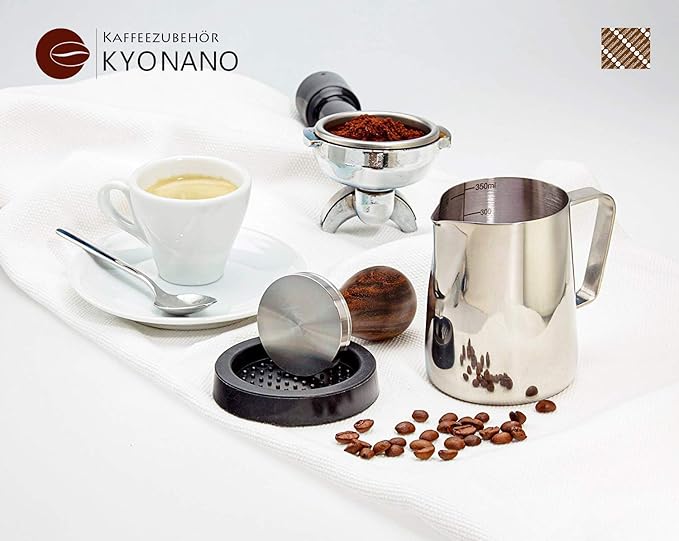 KYONANO Espresso Tamper 58mm - 58mm Coffee Tamper with Chacate Preto Wooden Handle & Stainless Steel Base - Espresso Hand Tamper - Espresso Press Tool - Suitable for Homemade Coffee, Espresso Machine