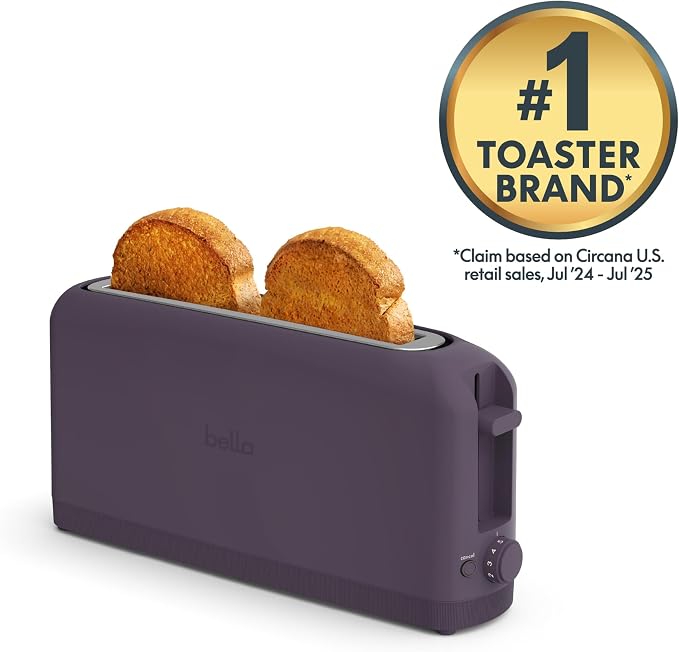 bella 2 Slice Slim Toaster, Fits-anywhere™ Kitchenware, 6 Setting Shade Control with Reheat & Cancel Buttons, Fits sourdough, 10” Long Slot, Anti Jam & Auto Shutoff, 900 Watt, Plum - Image 4