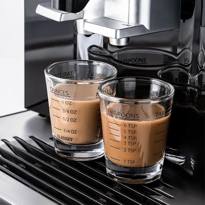 GLASKEY 2 Pack Shot Glasses Measuring Cup,Espresso Shot Glass with 4 Measurement Methods(OZ/ML/TSP/TBSP),Dishwasher Safe,Perfect for Coffee,Cocktails and Kitchen Use (Black)