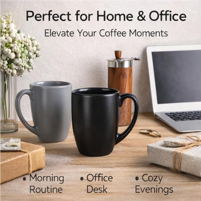 GBhome 12 oz Coffee Mug Set of 6, Large Ceramic Coffee Mugs for Man Woman | Modern Stoneware Coffee Mugs Set with Handle for Tea/Latte/Cappuccino/Milk/Cocoa, Dishwasher & Microwave Safe - Image 6
