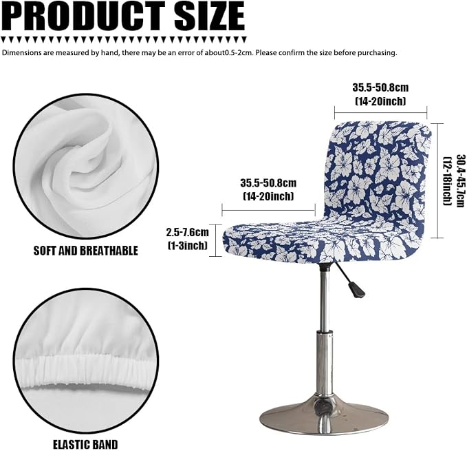 Tropical Flower 2 Pack Bar Stool Chair Covers Short Back Dining Chair Slipcovers Elastic Swivel Barstool Covers Kitchen Dining Room Chair Covers - Image 7