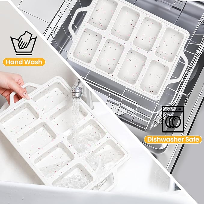 FUNBAKY Mini Loaf Pans with Metal Frame - Silicone Mini Bread Loaf Pans 8-Cavity BPA Free Nonstick for Baking Banana Bread, Cakes, Brownies, Meatloaf 2 Pack
