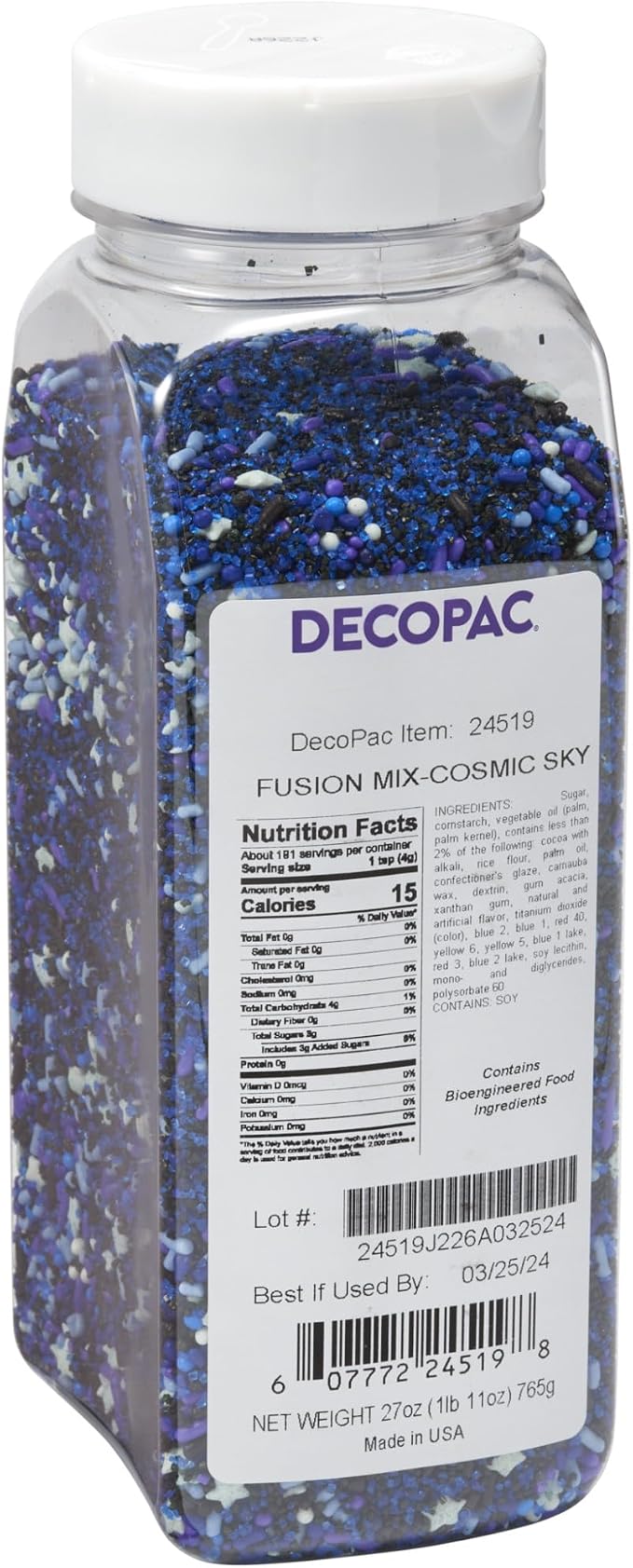 DecoPac Cosmic Skies Fusion Mix Sprinkles, 26oz, Blue, White Shaped Candy Sprinkles in Handheld Container, Edible Decorations For Celebration Cakes, Cupcakes, Cookies and Donuts by Decopac