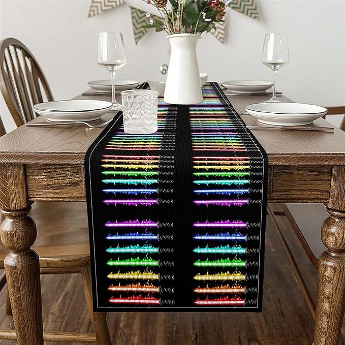 Feelyou Lightsaber Table Runner 48x13 Inch Colorful Decorations Indoor Outdoor Party Supply Lightsaber Grommet Home Kitchen Dining Decor Dresser Scarfs Future Technology Home Decor for Living Room - Image 3