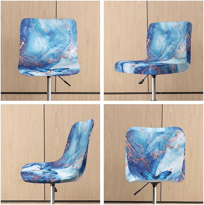 Blue Marble Bar Stool Seat Covers, Set of 2 Barstool Slipcovers Counter Stool Chair Covers Dustproof Seat Protector Bar Seat Cover Washable Stool Covers - Image 6