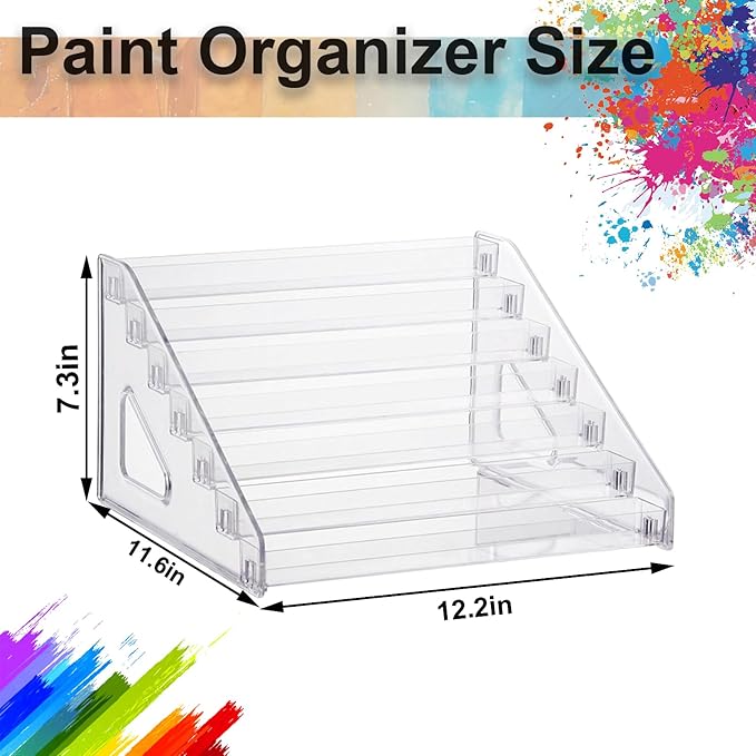 7-Layer Clear Craft Paint Organizer & Brush Holder, Snap-On Design Miniature Multi-Layer Storage Rack for Model Paints, Alcohol Inks, Nail Polish & Craft Supplies Holder, Easy Assembly