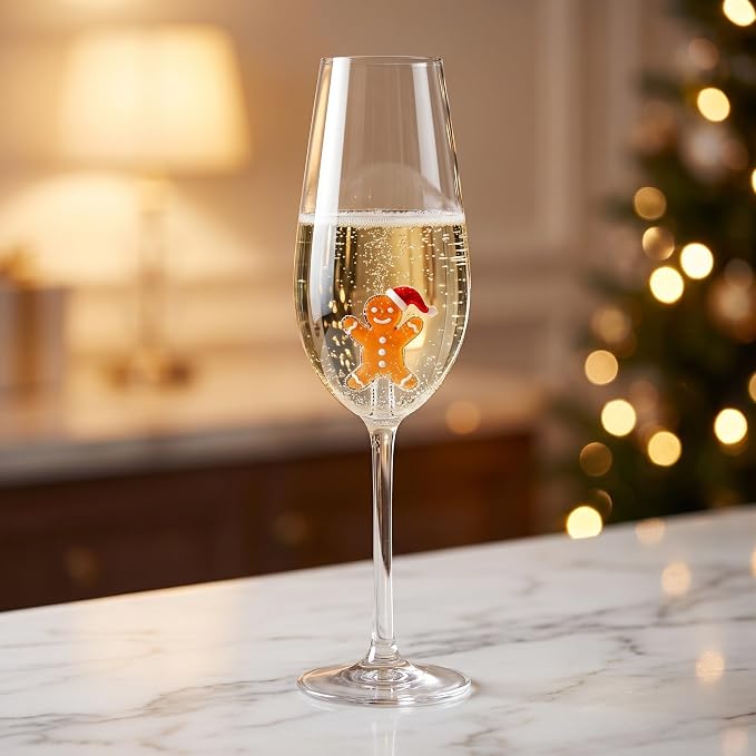 Zerodeko Christmas Wine Glasses: Decorative Glass Wine Goblet for Bar Pub | Xmas Gingerbread Man Drinkware Cocktail Glassware for Christmas Parties Hosting - Image 5