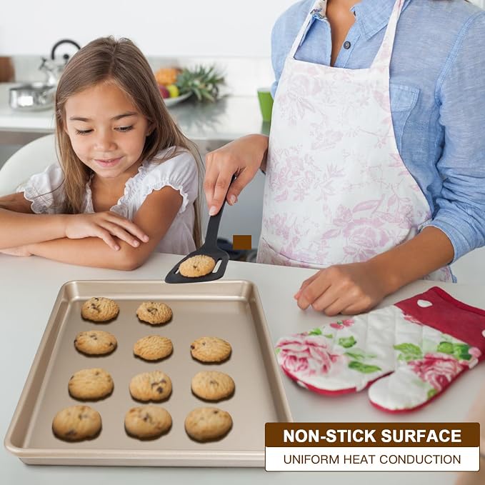 Baking Sheet Pan Set of 3, Nonstick Commercial Cookie Sheets for Baking | Commercial Half/Quarter/Jelly Roll Pans Replacement Toaster Oven Tray, Heavy Duty & Easy Clean - Image 2