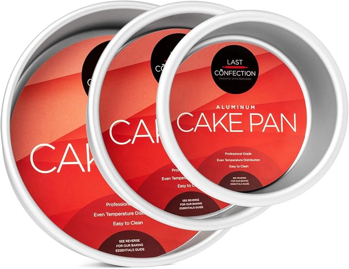 3-Piece Round Cake Pan Set - Includes 4 x 2, 6 x 2 and 8 x 2 Inch Anodized Aluminum Layer Cake Pans Baking Tins by LastConfection