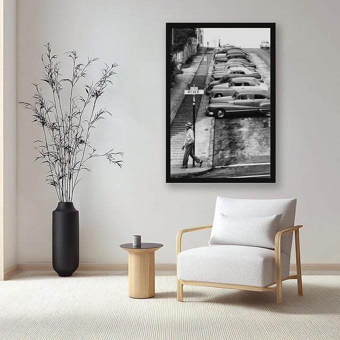 Pine Street, Streets of San Francisco 1950s, Black And White , Vintage Poster Canvas Poster Wall Art Decor Print Picture Paintings for Living Room Bedroom Decoration Black Frame 20x30in(50x75cm) - Image 7