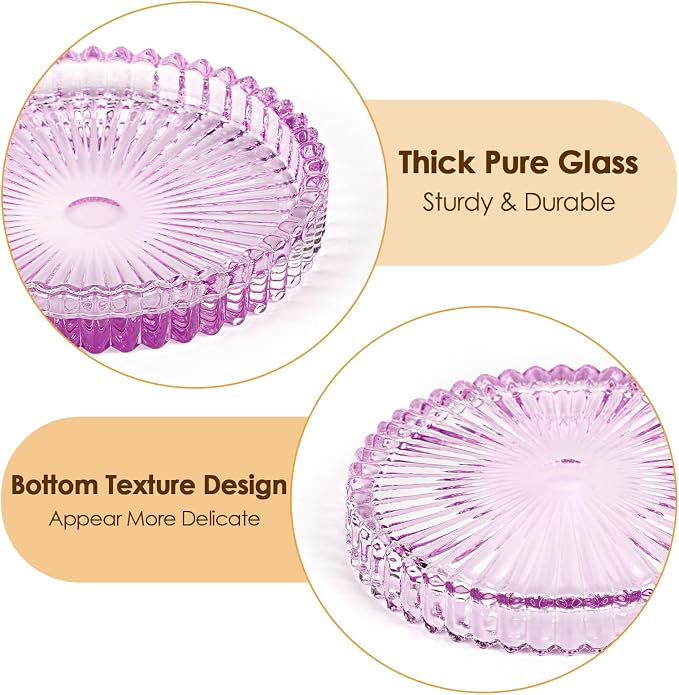 Modern Clear Coaster Set of 5- Glass Coasters for Drinks, Clear Purple | Crystal Coasters Round Cup Mat Coffee Table Decor for Office, Kitchen, Bar, Dining Room, Living Room, Patio - Image 4