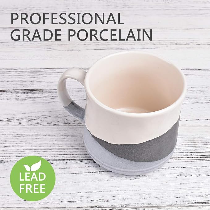 Bosmarlin Large Stoneware Coffee Mug, Big Tea Cup for Office and Home, 21 Oz, Dishwasher and Microwave Safe, 1 PCS (Geometry-Grey) - Image 3