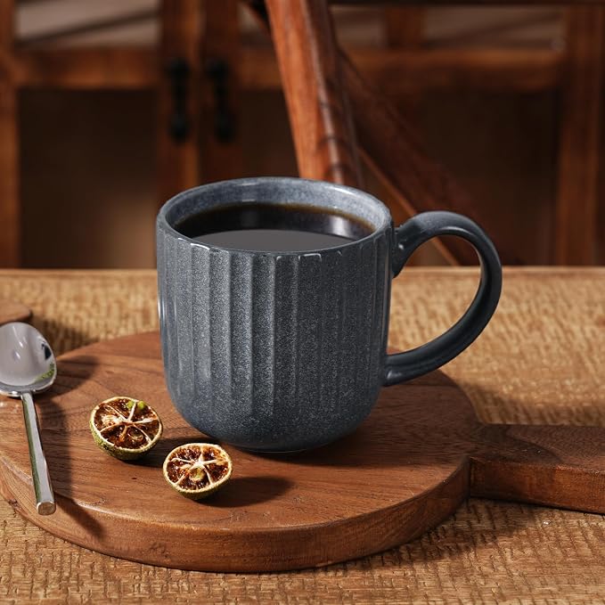 famiware Coffee Mugs Set of 4, Starlight 11 oz Mug Cup Set with Handle for Coffee, Tea, Cocoa, Milk - Ceramic Stoneware Mug Set, Matte Black Grey - Image 2