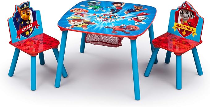 Delta Children Kids Table and Chair Set With Storage (2 Chairs Included) - Ideal for Arts & Crafts, Snack Time, Homeschooling, Homework & More, Nick Jr. PAW Patrol by DeltaChildren