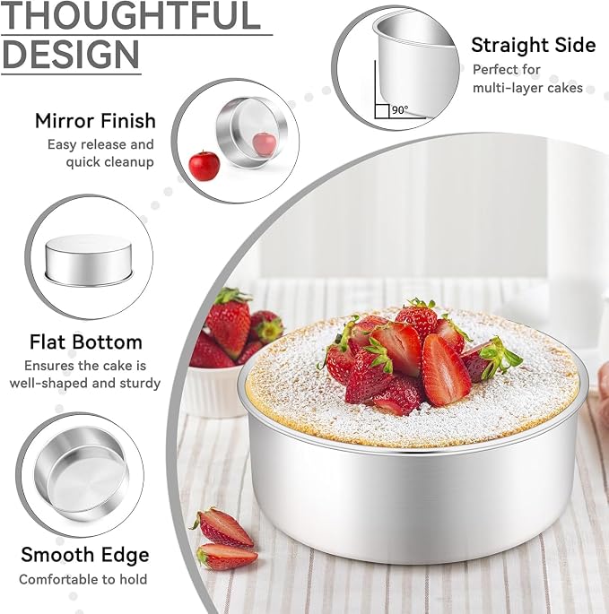 Leonyo 6"-8"-9" Baking Pans Set, Stainless Steel Round Cake Pans, 2In Deep | Bake a multi-layer cake — perfect for celebrating weddings, birthdays, housewarmings, and graduations - Image 3
