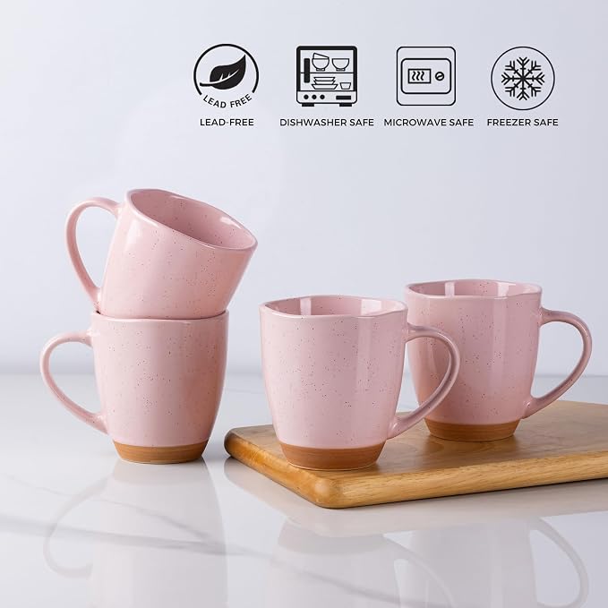 AmorArc 12oz Coffee Mugs, Ceramic Coffee Mugs set of 4 for Man, Woman, Dad, Mom, Modern Coffee Mugs with handle for Latte/Cappuccino/Milk/Cocoa. Dishwasher&Microwave Safe, Cloud Pink - Image 6