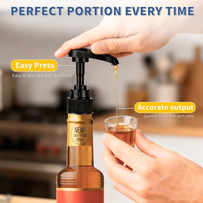 3 PCS Syrup Pump Compatible with Jordans Skinny and Torani, Coffee Syrup Pump Dispenser, Fits 350ml/12.7 Oz Bottles, Accurate Dispensing, with Lockable Design, Easy to Use and Clean, for Syrups Bottle