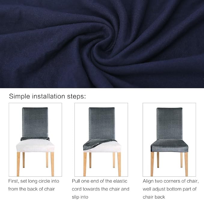 Fuloon Dining Chair Slipcover, Stretch Parson Chair Protector for Home | Solid Deep Blue, Set of 4, Super Fit, Stretch, Removable, Washable, Suits for Hotel, Dining Room, Ceremony, Banquet Party - Image 7