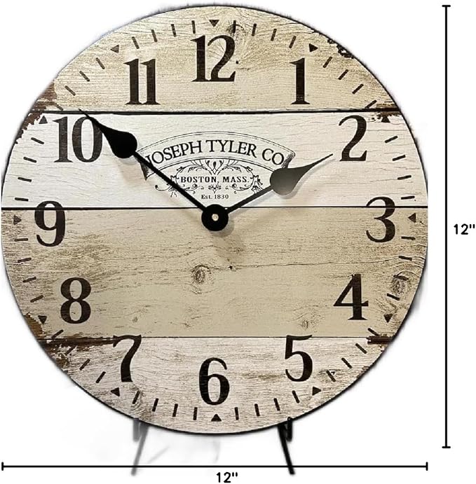 The Big Clock Store Vintage Barnwood Wall Clock | Handcrafted in USA | Silent Non-Ticking Mechanism | Beautiful Color | Rustic Decor for Living Room | Battery Operated (12-Inch) - Image 7