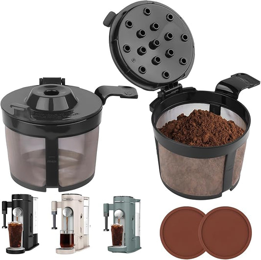 2pack Coffee Filter Basket with Ninja PB051 / PB040 / PB041ST | Reusable Coffee Filters for Ninja Coffee Maker | Ninja Coffee Filters Accessories(2 Coffee Filters and 2 Coffee Coasters)