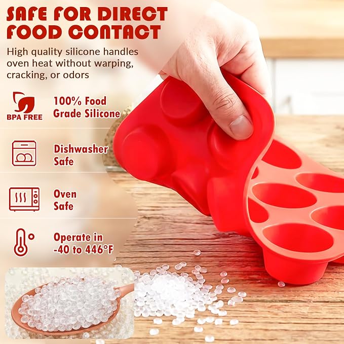 HKNMTT 2Pcs Silicone Muffin Pans for Baking 12Cups BPA-Free Egg Bites Mold | Regular Size, Non-Stick, Food-Grade, Oven Safe, Cupcake Pans Muffin Tin - Image 3