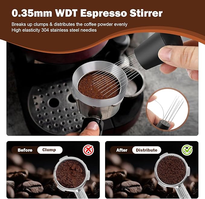 51mm Espresso Accessories Kit, Espresso Tamper with 100 Coffee Filter Papers, WDT Tool, Dosing Ring, Brush, Silicone Mat & Cleaning Cloth – Barista Tools for 51mm Portafilters & Espresso Machines