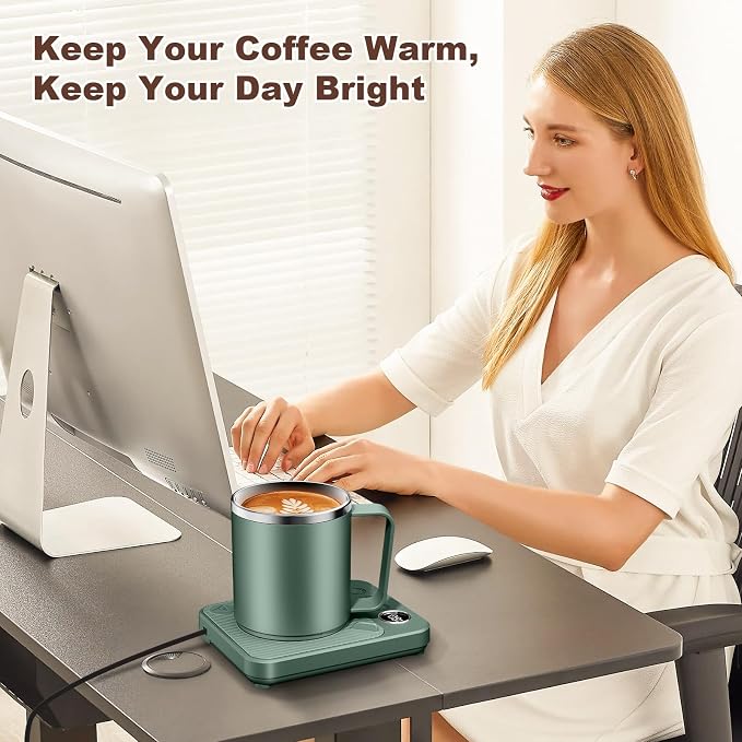 Felibeaco Coffee Mug Warmer & Mug Set for Desk, Smart Coffee Cup Warmer with 16oz Heated Mug, Cup Heater with Auto Shut Off for Office/Home, Coffee Gifts for Men&Women, for mom,Green - Image 4