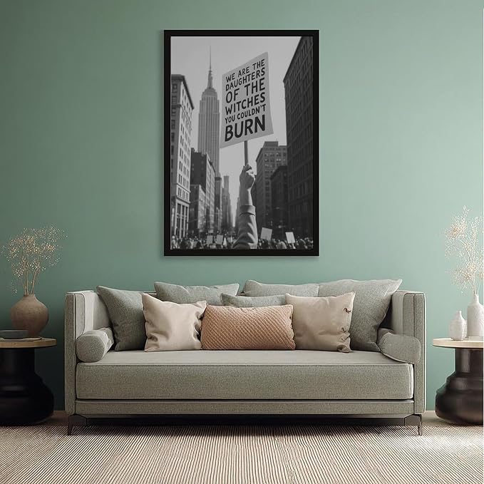 UXCBIA We Are The Daughters, Feminist Protest, Activist, Retro Black And White Poster Canvas Poster Bedroom Decor Sports Landscape Office Room Decor Gift Black Frame 24x36in(60x90cm) - Image 5