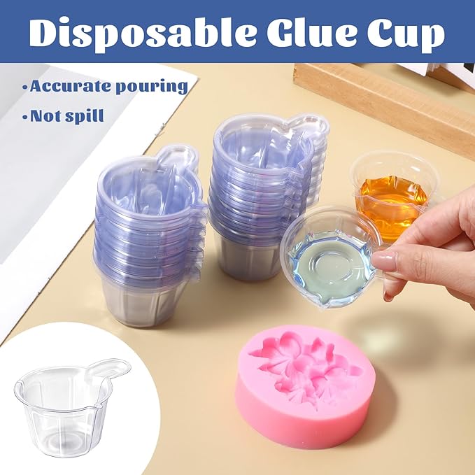 150 Pcs 40ml Disposable Plastic Measuring Cups, Clear Mixing Cups Multipurpose Dispensing Cup for Paint, Stain, Jewelry Making and DIY Crafts