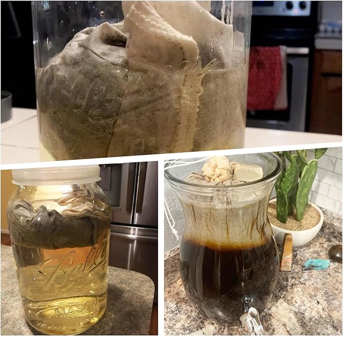 2 Pack Organic Cotton Cold Brew Coffee Filter Bags, Reusable with Drawstring, 8x12 Inch, for Pitchers, Mason Jars, Toddy Systems