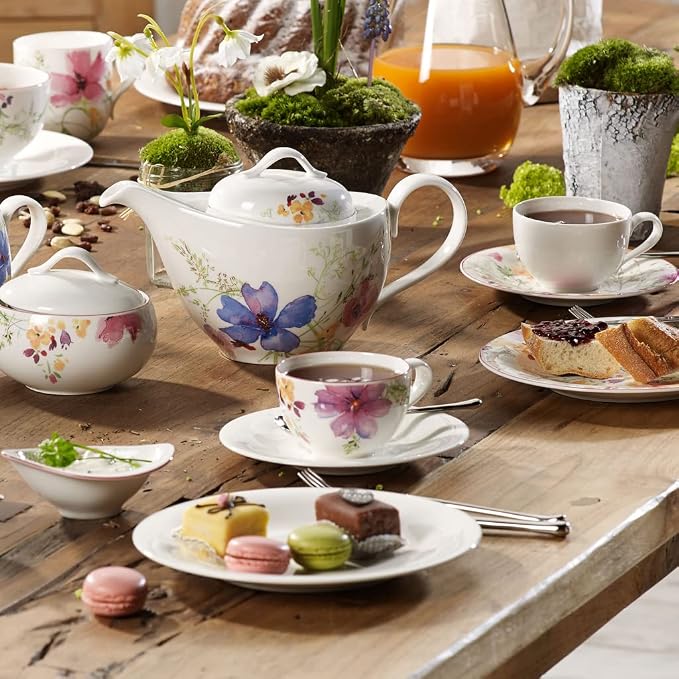 Villeroy & Boch 10-4104-1250 Mariefleur Gris Basic Saucer, 19 cm, Premium Porcelain, White/Multicoloured - Image 3