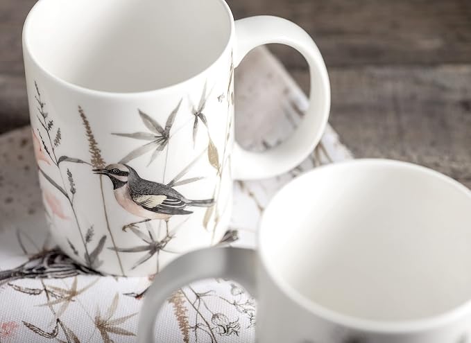 Maison d' Hermine Coffee Mug with Handles Tea Cups (15 Ounce, Pack of 2) | Fine Bone China Coffee Mugs for Hot Beverages Cappuccino Latte Home Restaurant Hotel Spring Summer -Meadow Florals - Brown - Image 7