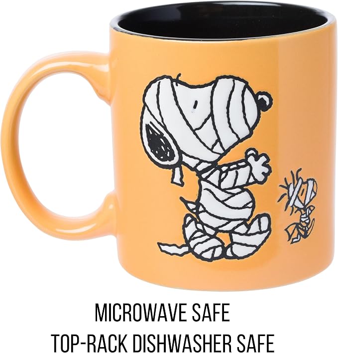 Silver Buffalo Peanuts Mummy Snoopy, Wax Resist Ceramic Pottery Mug, 20oz | Woodstock, 0.59 Liters - Image 3