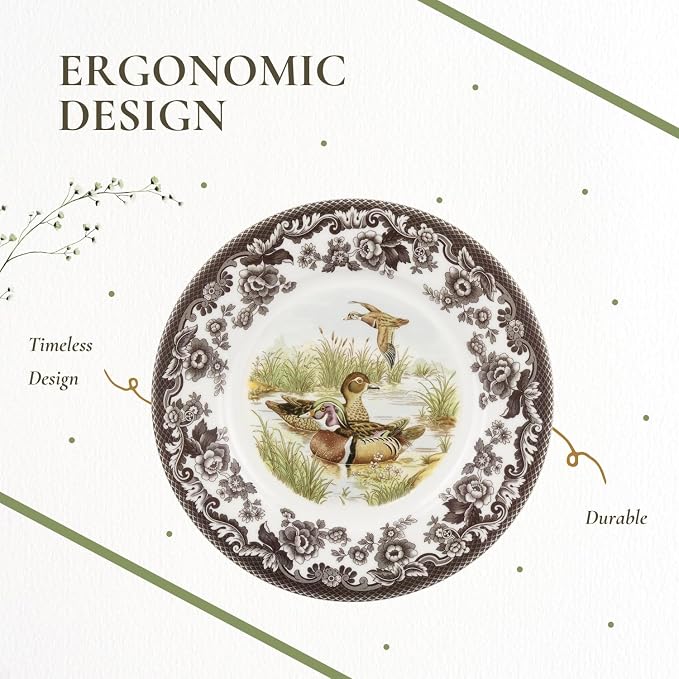 Spode – Woodland – Luncheon Plate – Wood Duck - Brown/White | Earthenware, Dishwasher Safe, Made in England - Image 6