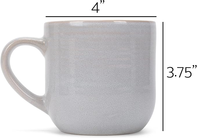 Elanze Designs Glossy Reactive Glaze Large 17 Fluid Ounce Everyday Kitchen Food Grade Ceramic Stoneware Coffee Mug Cup with Comfort Curved Handles, Set of 4, Pale Grey - Image 5
