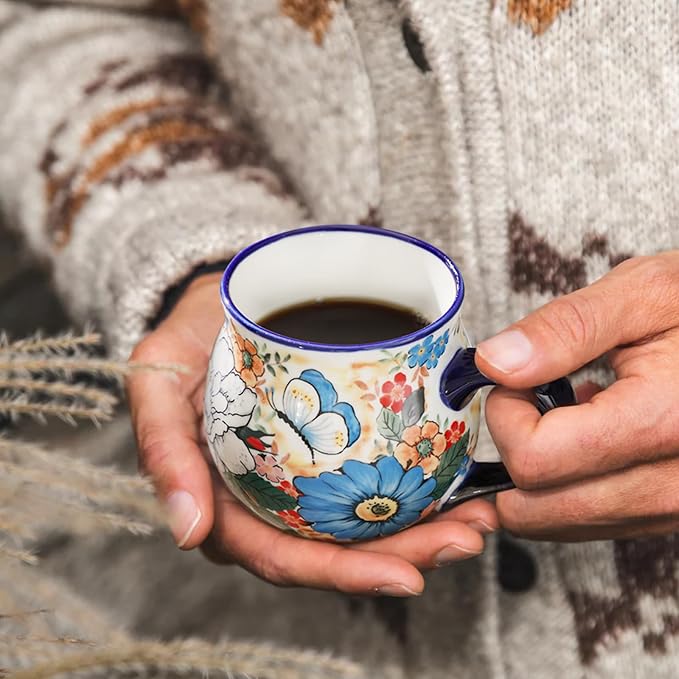 ALMA 12oz Handpainted Ceramic Tea Mugs | Microwave & Dishwasher Safe, Ideal for Morning Coffee Tea, Home Kitchen Dining Room Display, For Home Makers & Women - Image 6